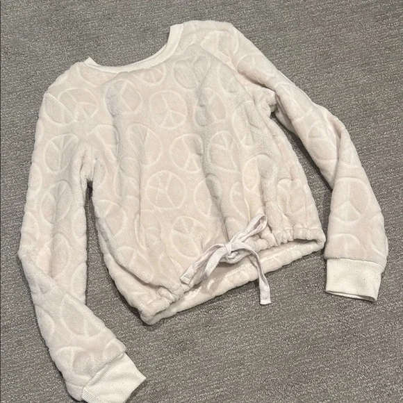 Peace cinch waist white sweater size small - Picture 1 of 3